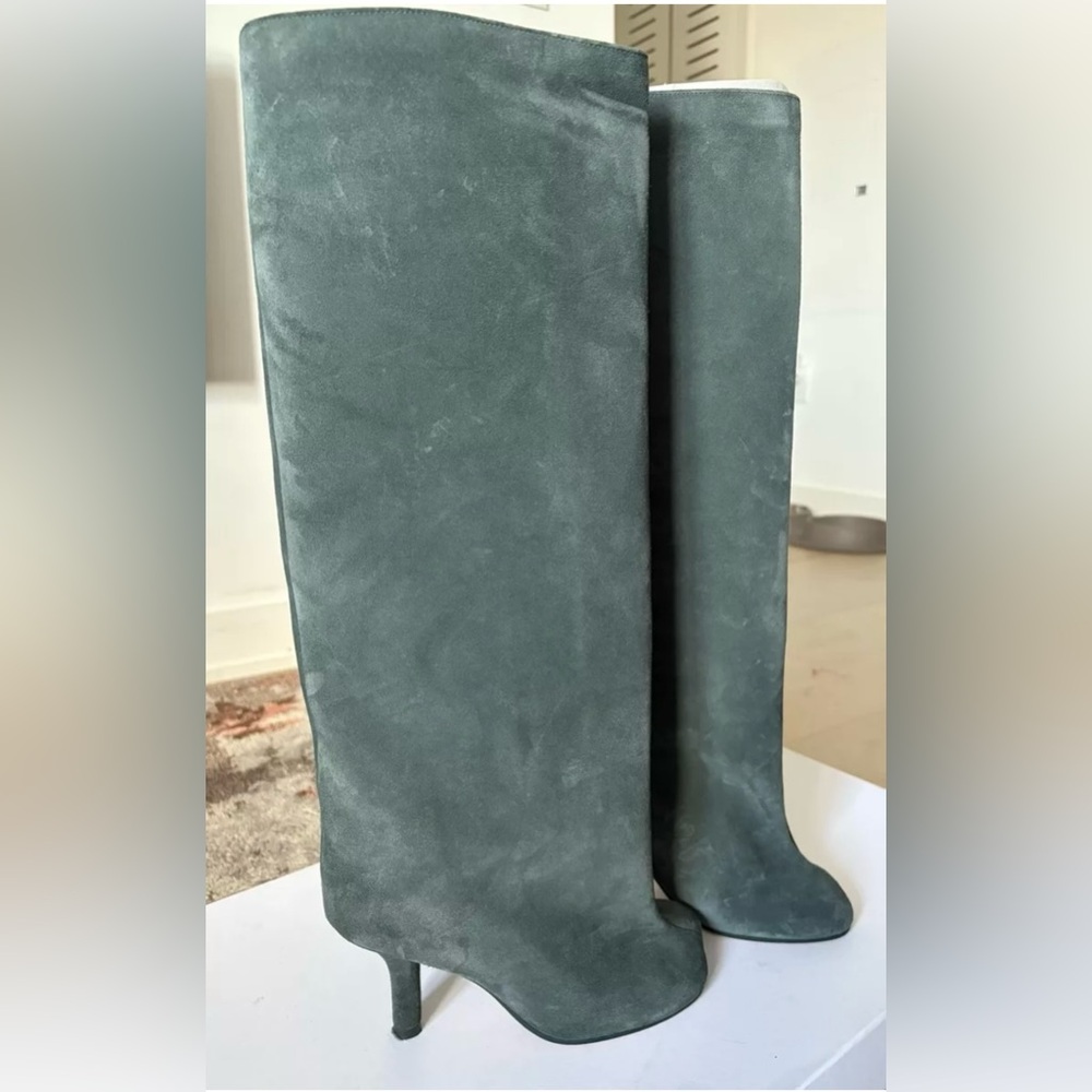 MM6 MAISON MARGIELA ANATOMIC GREEN SUEDE BOOTS